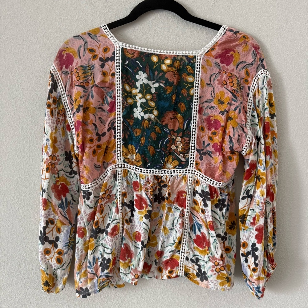 Anthropologie Maeve Nikki Peasant Blouse Floral Bohemian XS - Picture 8 of 11